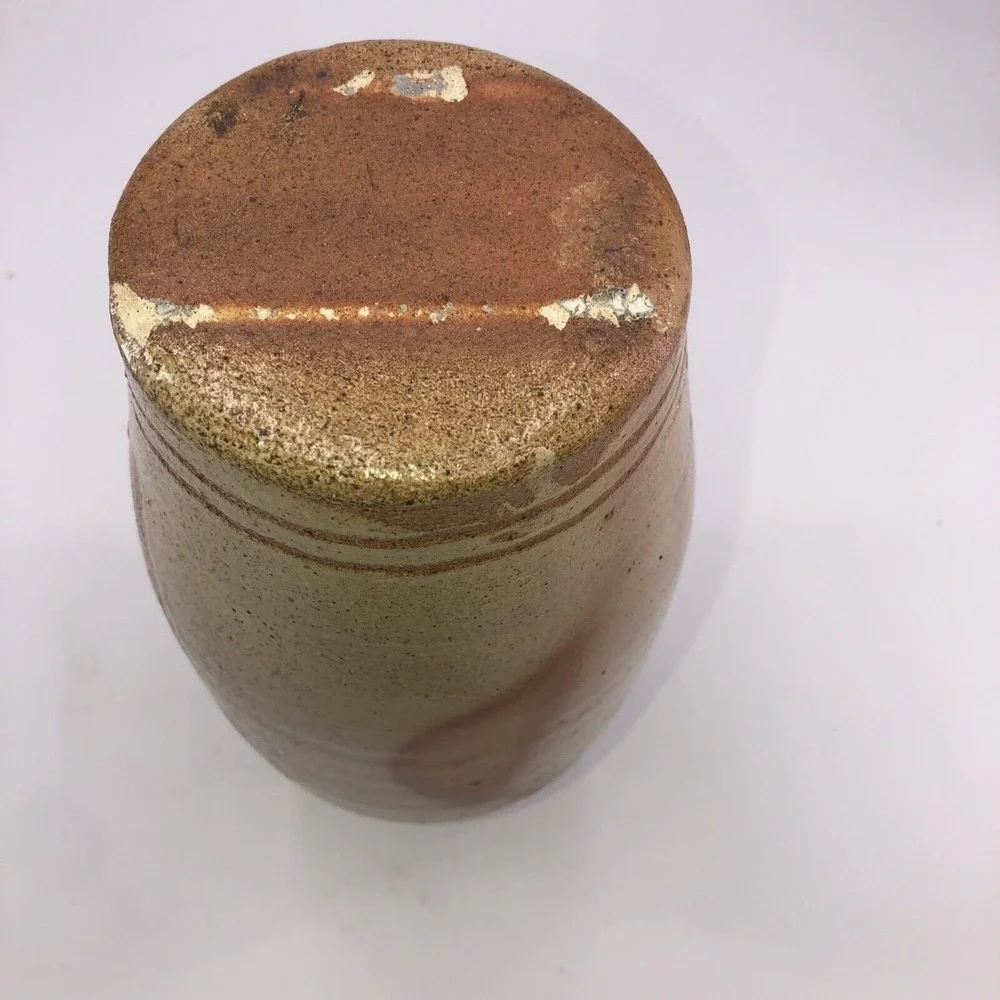 Studio Pottery Vase Vintage Mid Century‎ Geometric Design Drip Glaze 10.25